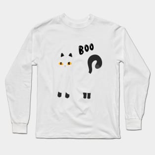 Boo ghost cat Long Sleeve T-Shirt